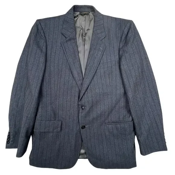 Virgin Wool Pinstripe Sport Coat 40RCambridge Vintage Gray Tailored Blazer
